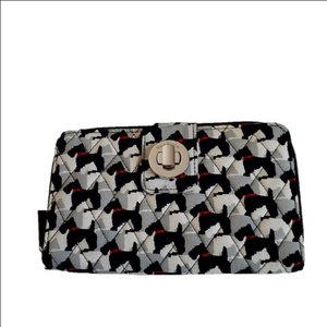 Vera Bradley Turnlock Wallet Grey Black Quilted Scottish Terrier